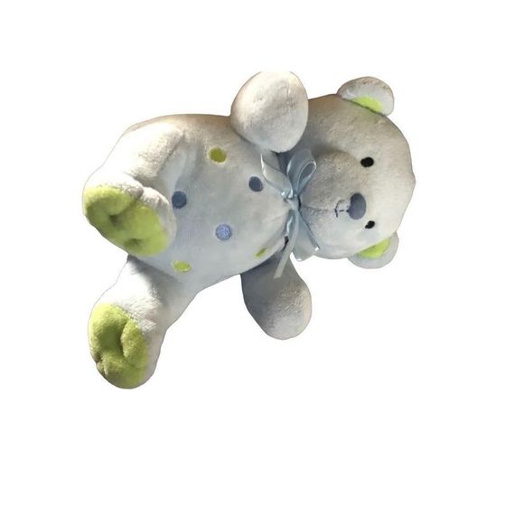 Carters Just One Year Blue w dots Teddy Bear Musical Pull Crib Toy Plush 11" NWO - Picture 9 of 10